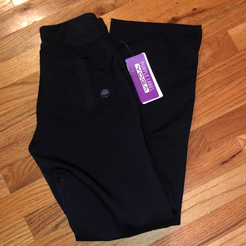 Black scrub pants XXS purple label by healing hands yoga scrub pants